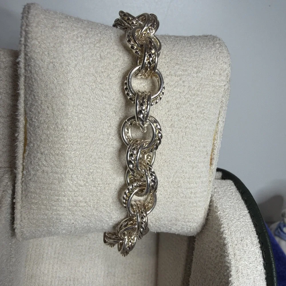 925 Sterling Silver Vintage Multi Chain Link Bracelet